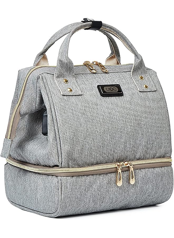 إيروريكس حقيبة حفاضات محمولة وحقيبة ظهر لمضخة الثدي مع جيوب وحقيبة غداء معزولة محمولة مع شحن USB - Image 1