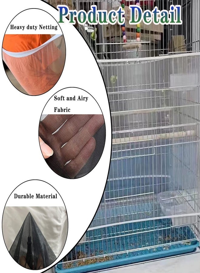 LWFCOEE Bird Cage Seed Catcher, Large Bird Cage Skirt Guard, Adjustable Soft Nylon Mesh Bird Cage Netting for Round Square Bird Cages Circumference 60-86Inch - Image 4