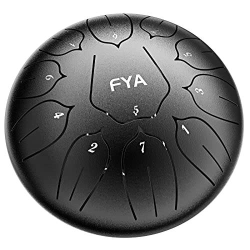 FYA 10 Inch Steel Tongue Drum 11 Notes D Major for Kids and Adults with Rubber Mallets, Finger Picks and Padded Travel Bag, Unique Gifts for Him or Her - Image 1