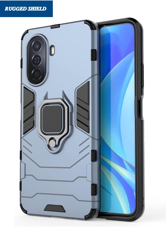 RUGGED SHIELD HUAWEI Nova Y71/Y70 Case, Built-in 360° Rotate Ring Kickstand, Military Grade Shockproof Test, Heavy Duty Shockproof Back Cover for Huawei Nova Y71/Y70 4G, Blue  - Image 2