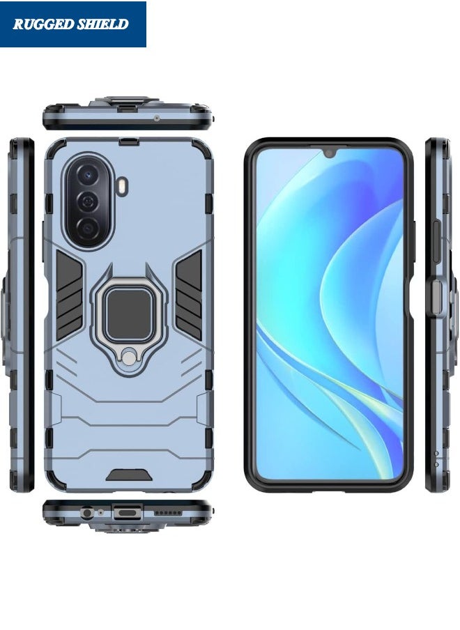 RUGGED SHIELD HUAWEI Nova Y71/Y70 Case, Built-in 360° Rotate Ring Kickstand, Military Grade Shockproof Test, Heavy Duty Shockproof Back Cover for Huawei Nova Y71/Y70 4G, Blue  - Image 3