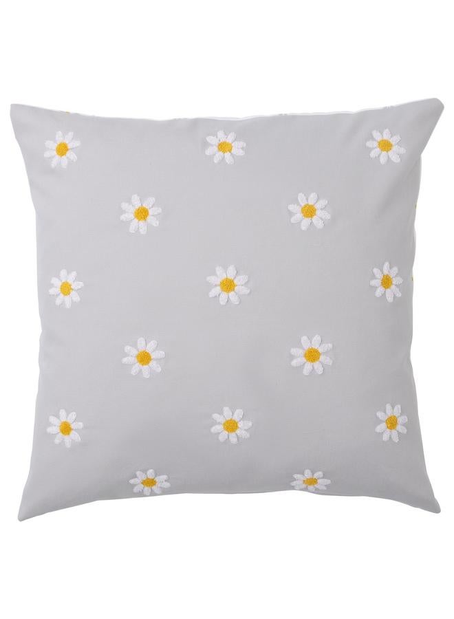 erorex Cushion cover, floral pattern grey/white, 50x50 cm - Image 1