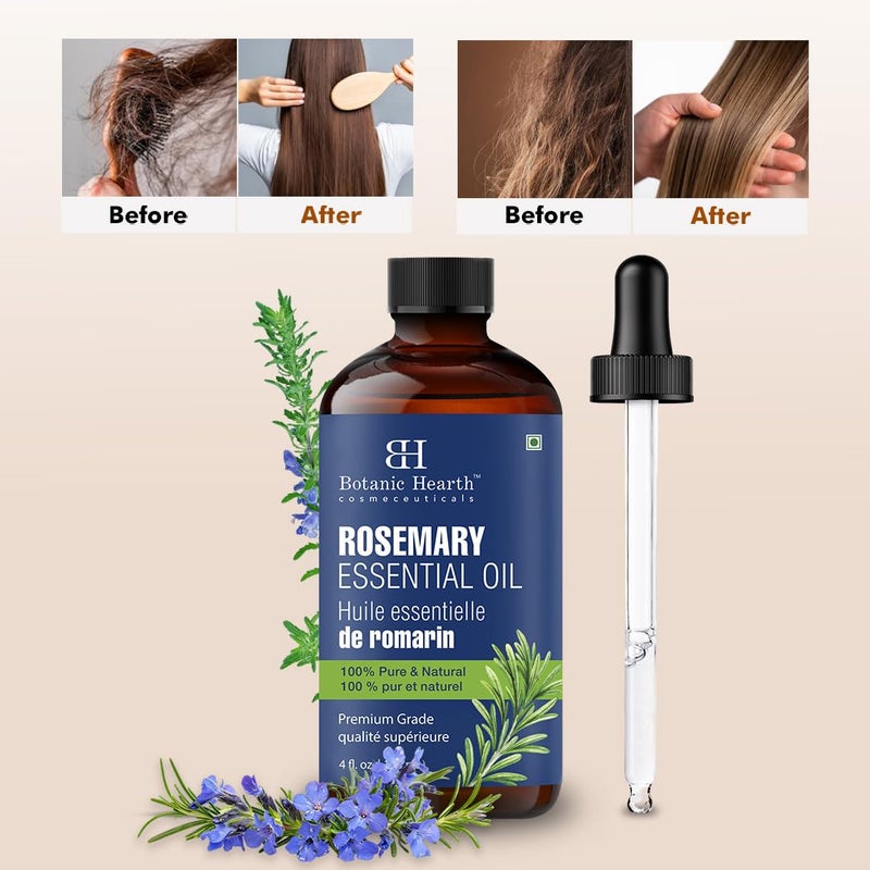 Botanic Hearth Rosemary Essential | 100% Pure and Natural | Premium Grade Essential Oil for Diffuser, Aromatherapy, Soap and Candle Making | Rosemary Oil | With Glass Dropper | 4 Fl Oz - Image 3