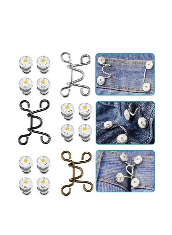 Adjustable Waist Buckle Extender Set，3 Set Jean Extender Button Pins Pant Waist Tightener  - Image 1