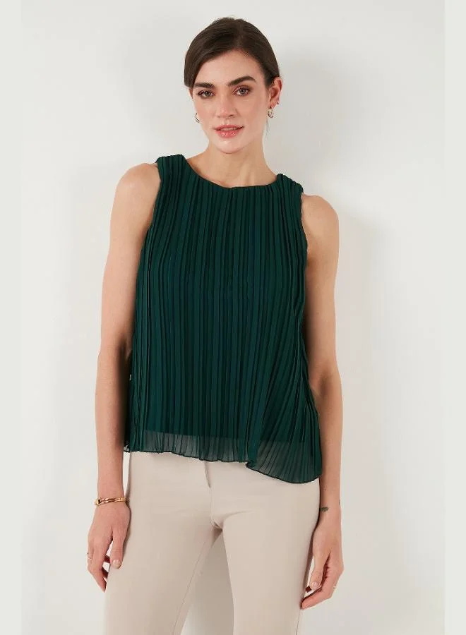 Lela Lela Lined Thick Strapped Standard Fit Crew Neck Chiffon Blouse Women's BLOUSE 611FB220