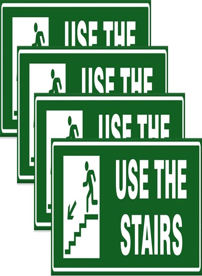 VAAIMAI Use The Stairs With Downwards Run Symbol Sign Board | Green | 12×4 Inch | Pack of 4 | Signage for Office, School & Commercial Space | Waterproof, Vinyl UV Laminated | 5MM Foam Board - Image 1
