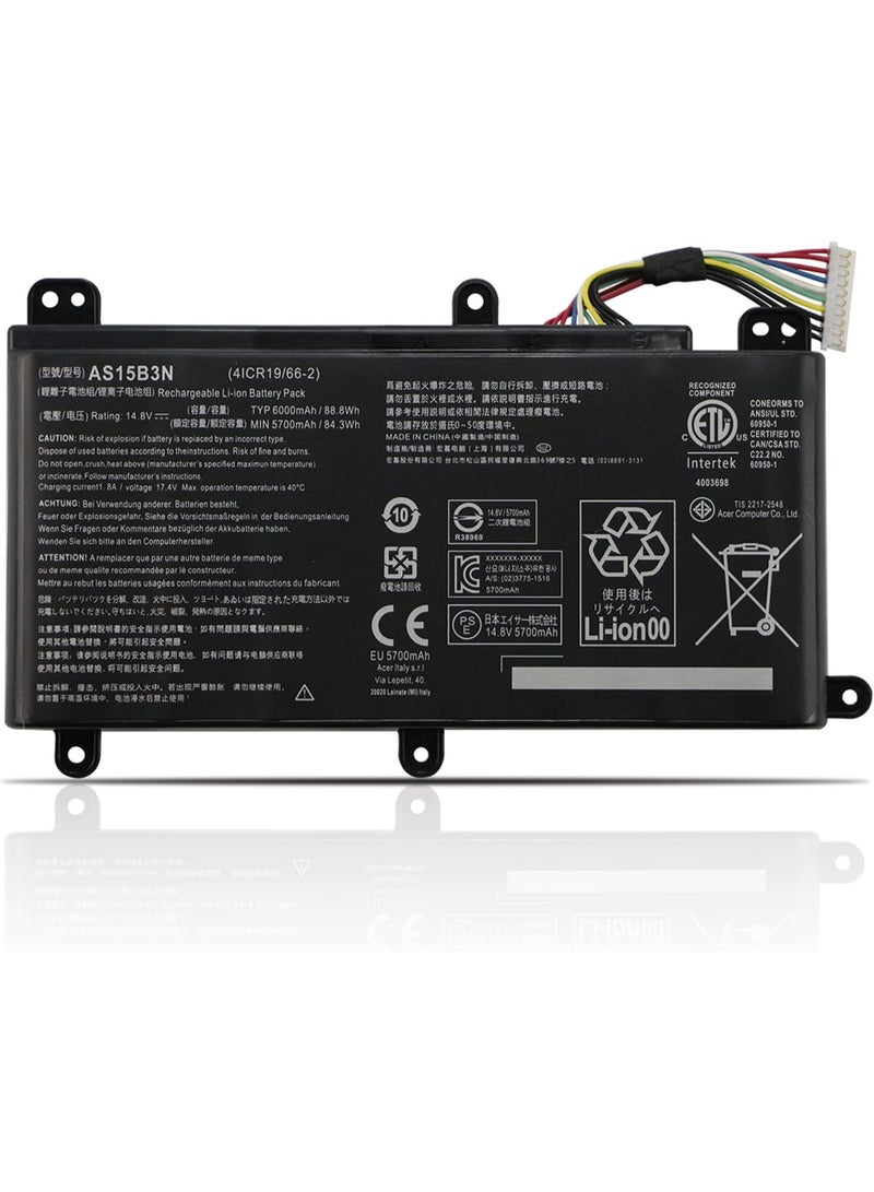 Terabyte AS15B3N Laptop Battery for Acer Predator 15 G9-591 G9-591G G9-592 G9-592G G9-593 Predator 17 G5-793 G9-791 G9-791G G9-792 G9-792G G9-793 Predator 17X GX-791 GX-792 21X GX21-71 G9000 4ICR19/66-2 - Image 1