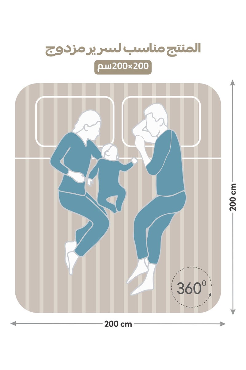 Donetella 3-Piece Striped Bedding Set – Super King Fitted Sheet 200x200+35 cm with All-Around Elastic & 2 Matching Pillowcases - Image 3