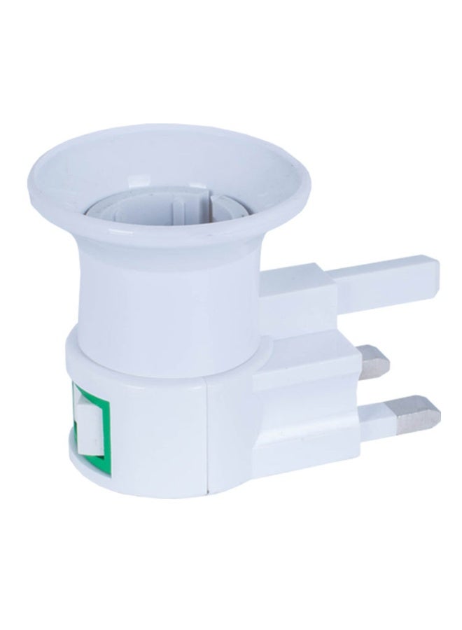 Hugifts British Plug Lamp Holder, Socket Control Switch, White 13A British switch lamp holder square foot British standard screw lamp holder lamp holder E27 screw Middle East switch lamp - Image 1