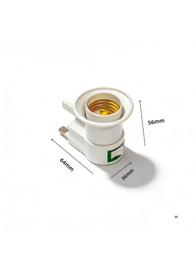 Hugifts British Plug Lamp Holder, Socket Control Switch, White 13A British switch lamp holder square foot British standard screw lamp holder lamp holder E27 screw Middle East switch lamp - Image 2