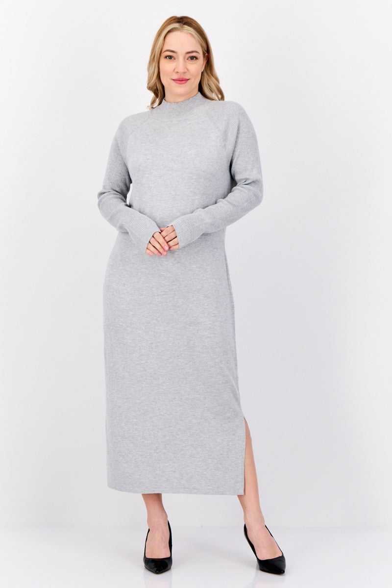 ESPRIT Women Knitted Sweater Dress, Heather Grey - Image 1