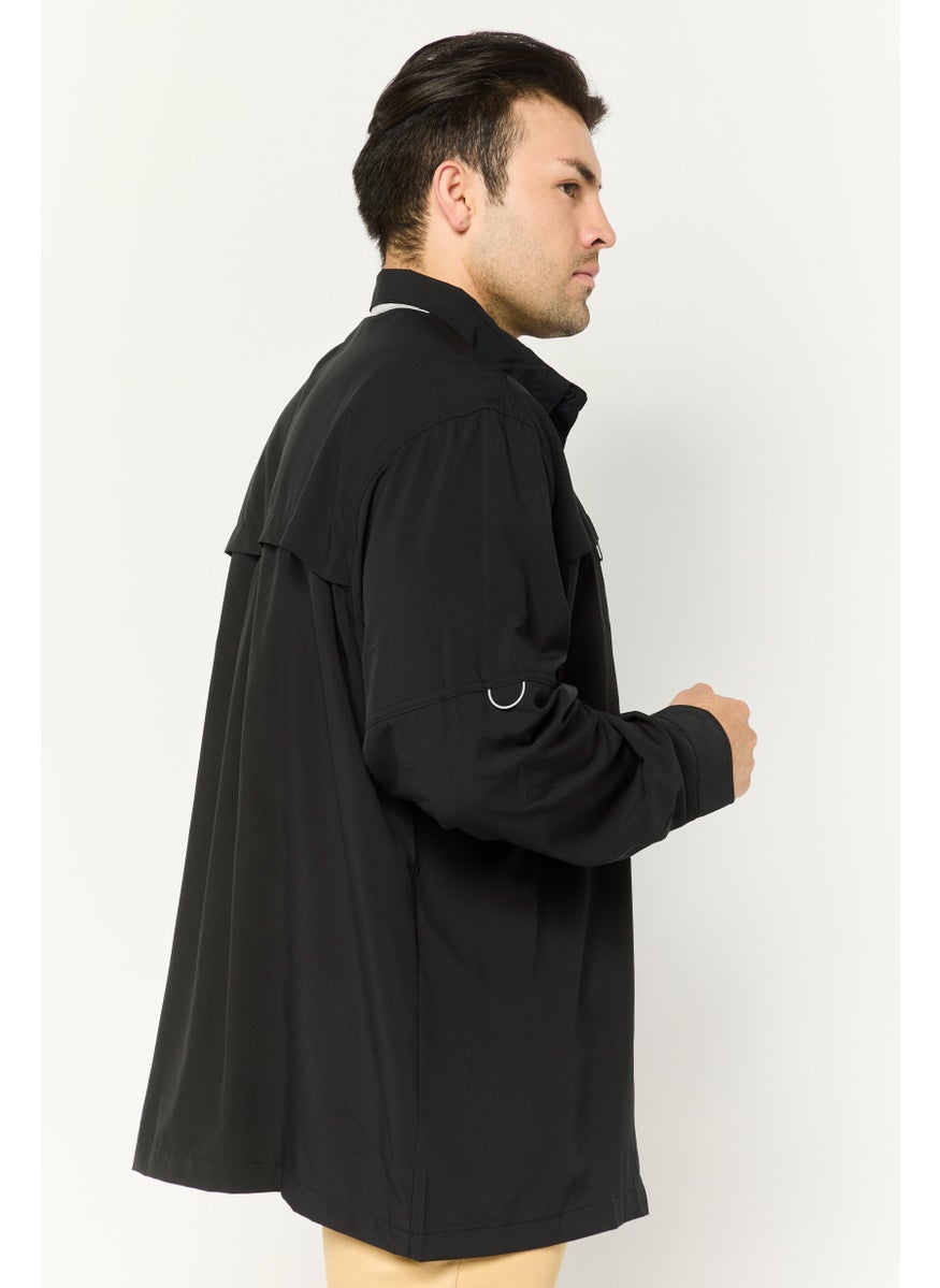 Red Hook Lure - Men Regular Fit Solid Long Sleeves Casual Shirt, Black - Image 1