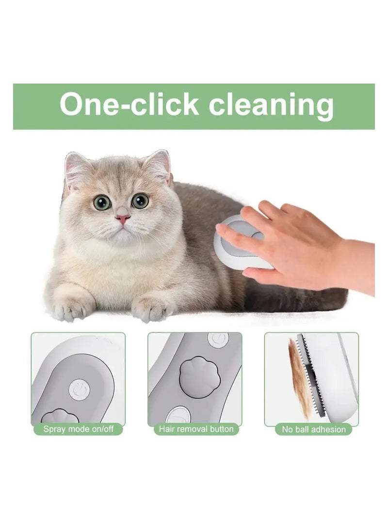 sharjah pigeon 3-in-1 Pet Steam Brush – Stainless Steel Grooming Tool with Rubber Massage Ball, One-Click Hair Removal & Fast USB Charging | Pets Grooming Brush for Cats & Dogs - Image 1