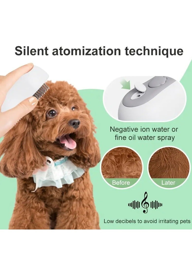 sharjah pigeon 3-in-1 Pet Steam Brush – Stainless Steel Grooming Tool with Rubber Massage Ball, One-Click Hair Removal & Fast USB Charging | Pets Grooming Brush for Cats & Dogs - Image 3