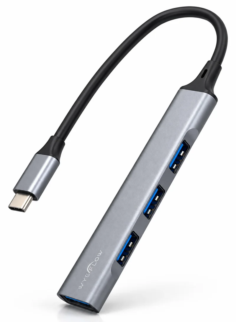 واي محول موزع USB C من بـ 4 منافذ، نحيف للغاية من الألومنيوم، منفذ USB 3.0 و3 منافذ USB 2.0
