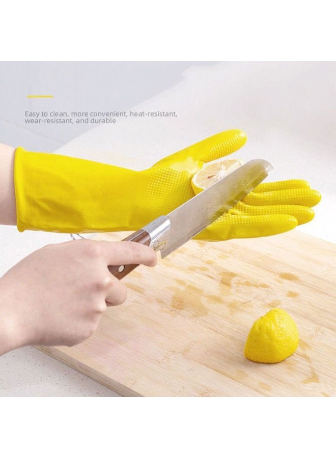 Kitchen Dishwashing Gloves With Scouring Pad Multifunction Long Style Rubber Reuseable Durable Non-Slip Cleaning Gloves For Household - Image 5