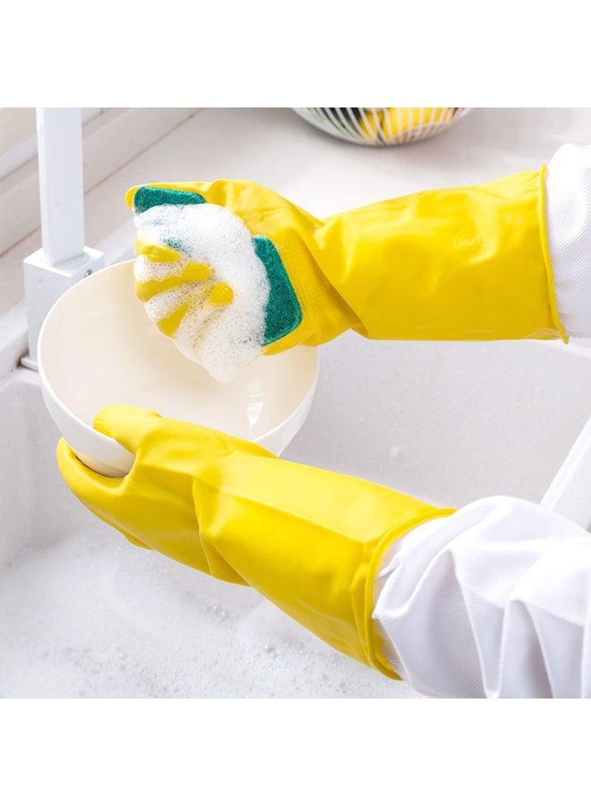 Kitchen Dishwashing Gloves With Scouring Pad Multifunction Long Style Rubber Reuseable Durable Non-Slip Cleaning Gloves For Household - Image 4