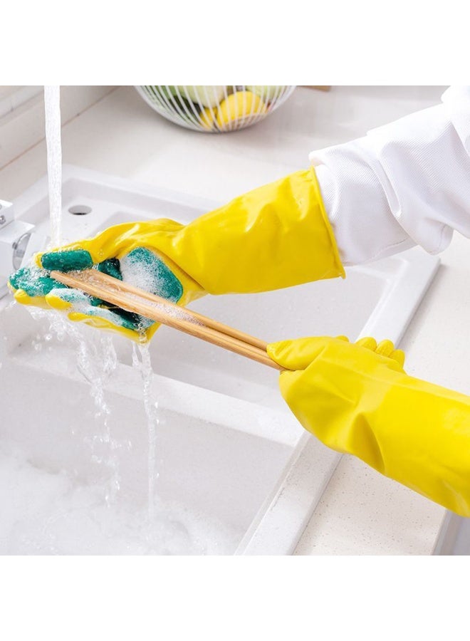 Kitchen Dishwashing Gloves With Scouring Pad Multifunction Long Style Rubber Reuseable Durable Non-Slip Cleaning Gloves For Household - Image 3