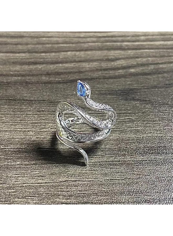 Silver Crystal Snake Knuckle Rings for Women  Chunky Punk Open Adjustable Snake Statement Ring Fashion Vintage Rhinestones Jewelry Gifts - Image 5