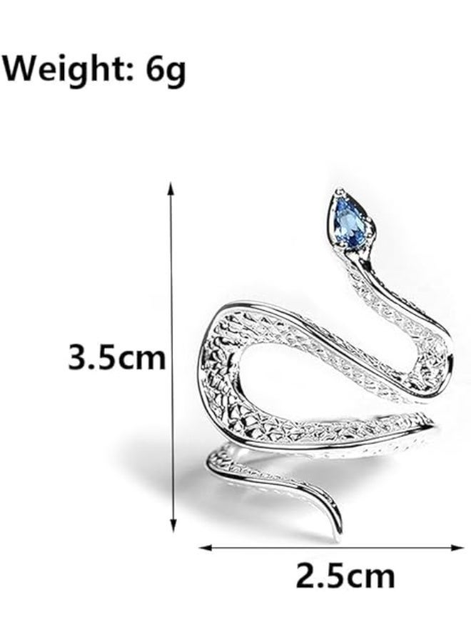 Silver Crystal Snake Knuckle Rings for Women  Chunky Punk Open Adjustable Snake Statement Ring Fashion Vintage Rhinestones Jewelry Gifts - Image 3