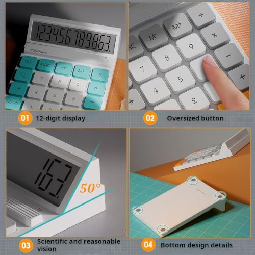 Holotioee 12 Digits Desktop Calculator with Large LCD Display and Sensitive Button, for Home, Office, School, Class and Business, 4 Function Small Basic Calculators for Desk - Image 3