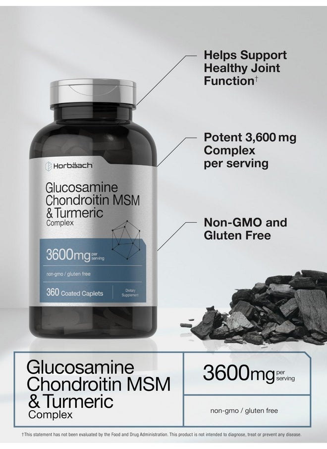 Horbaach Horbäach Glucosamine Chondroitin MSM | 3600 mg | 360 Caplets | Advanced Formula with Turmeric | Non-GMO, Gluten Free  - Image 3