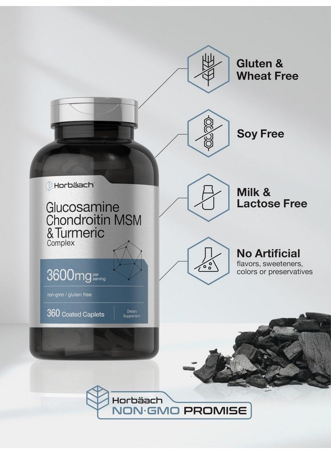 Horbaach Horbäach Glucosamine Chondroitin MSM | 3600 mg | 360 Caplets | Advanced Formula with Turmeric | Non-GMO, Gluten Free  - Image 4