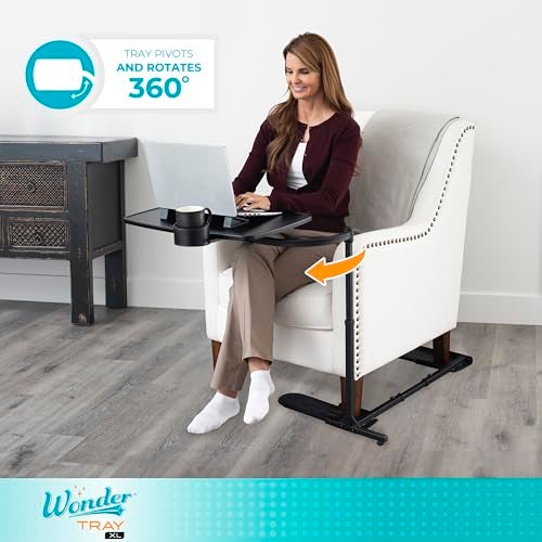 Stander Wonder Tray, Adjustable Swivel Table, Extra-Large Computer Stand, Couch Desk & Gaming Bench, TV-Trays for Eating on Couches, Chairs, Recliners with Laptop Wedges and Cup Holder, XL, Black - Image 5