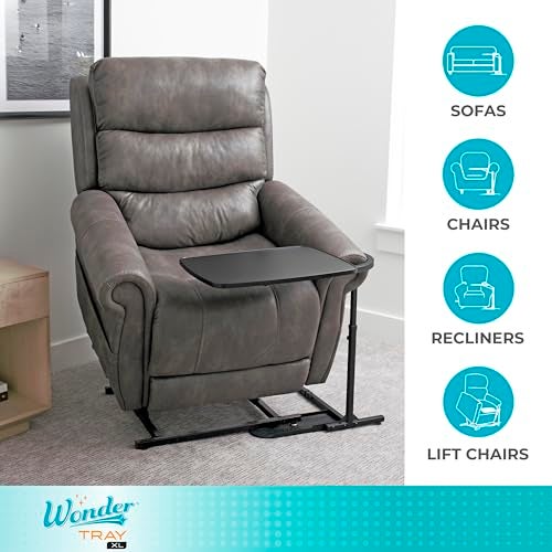 Stander Wonder Tray, Adjustable Swivel Table, Extra-Large Computer Stand, Couch Desk & Gaming Bench, TV-Trays for Eating on Couches, Chairs, Recliners with Laptop Wedges and Cup Holder, XL, Black - Image 3