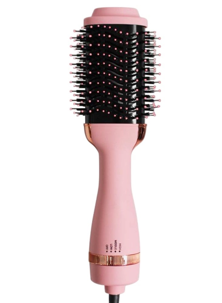 GREBON Oval Barrel Blow Hair Dryer Brush and Hot Air Brush & Styler, Hair Volumizer Dryer with Negative Ion, Professional Steam and Infrared Hair Dryer Pink - Image 1