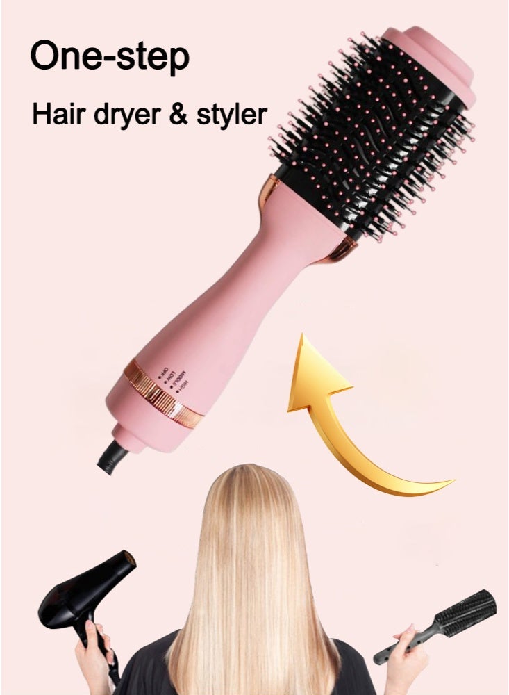 GREBON Oval Barrel Blow Hair Dryer Brush and Hot Air Brush & Styler, Hair Volumizer Dryer with Negative Ion, Professional Steam and Infrared Hair Dryer Pink - Image 2