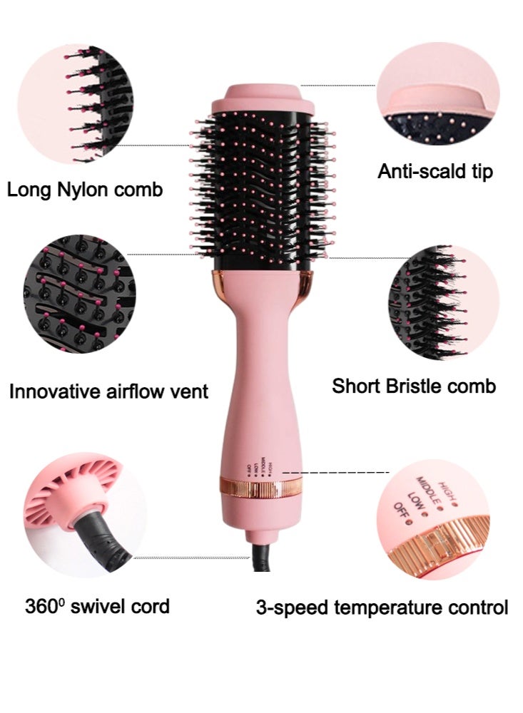 GREBON Oval Barrel Blow Hair Dryer Brush and Hot Air Brush & Styler, Hair Volumizer Dryer with Negative Ion, Professional Steam and Infrared Hair Dryer Pink - Image 4