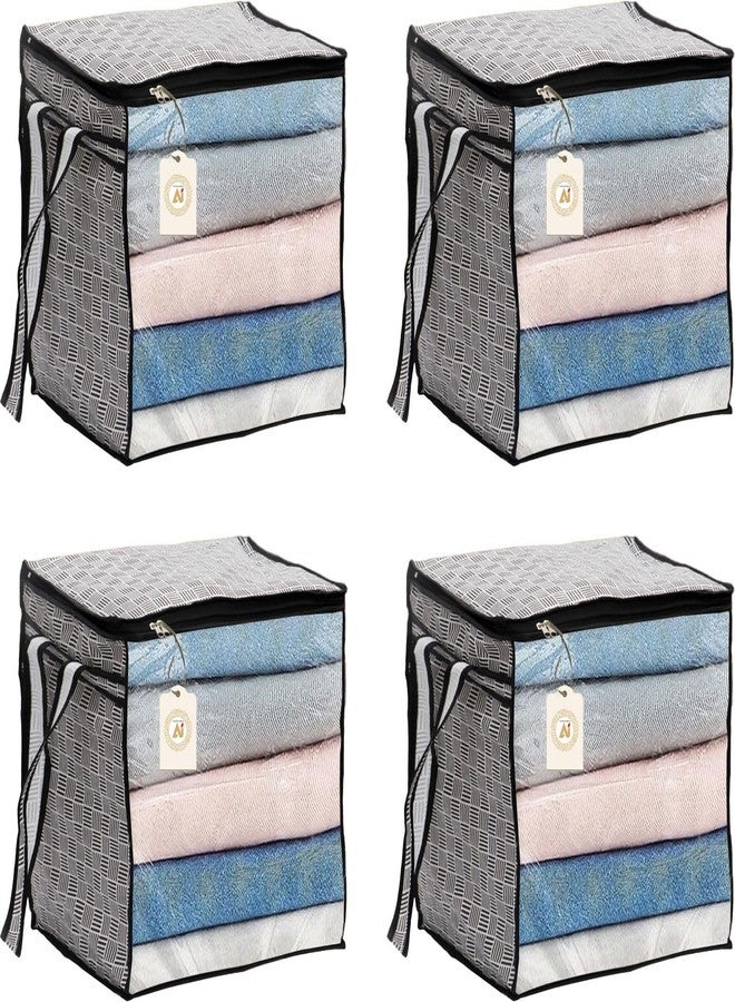 AARON INC Saree Storage Bag | Premium Wardrobe Cloth Organizer Box | Large Garment Cover with Polka Dot Design | Durable Fabric, Transparent Window | Pack Of 4 AWPM12899 - Image 1