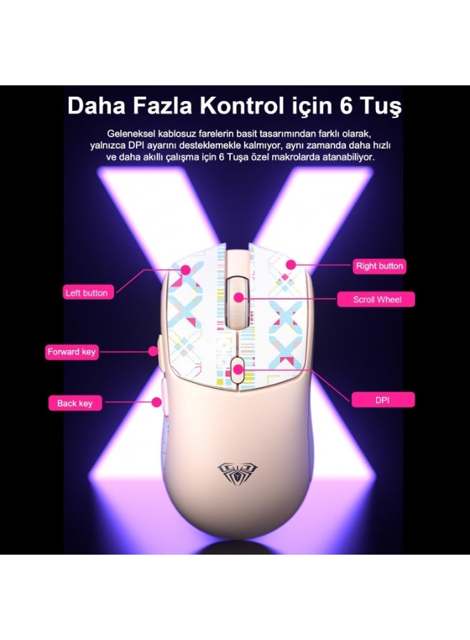 AULA SC580X Gaming Mouse – 3-Mode Wireless (2.4G / Bluetooth / USB), 10000 DPI Lightweight Ergonomic Mouse for PC & Laptop - Image 4