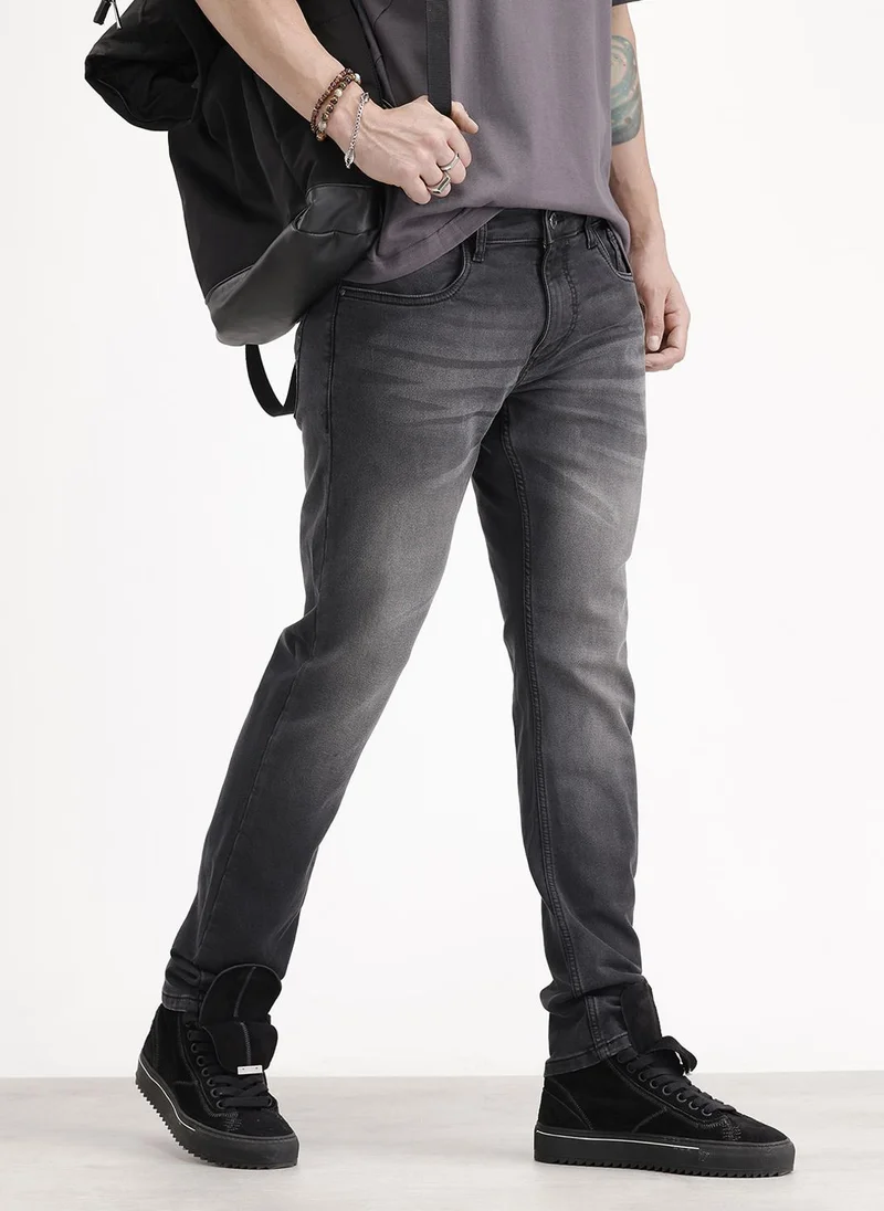 Slim Fit Washed Denim Jeans | Black