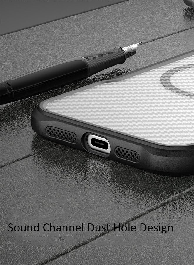Magnetic Carbon Fiber Drop-Proof Black Phone Case For IPhone 16 Plus - Image 5