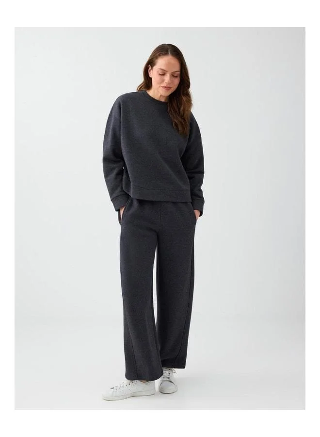 Jimmy Key Anthracite Melange Loose Bike Neck Knit Sweatshirt.