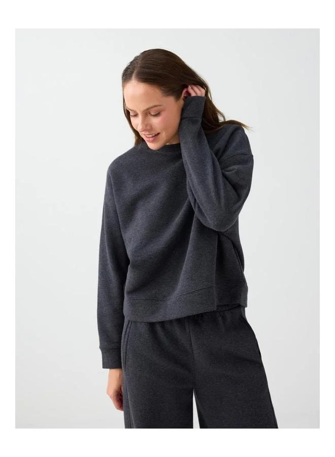 Jimmy Key Anthracite Melange Loose Bike Neck Knit Sweatshirt.