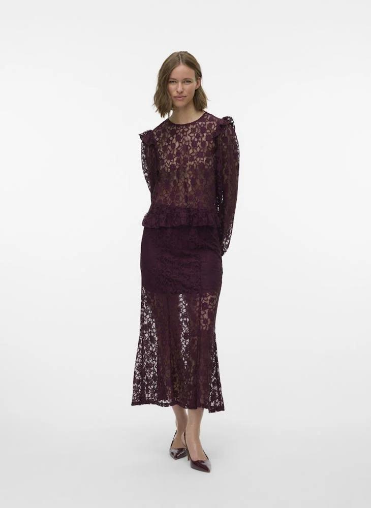 Vmmeta Lace Detail High Waist Maxi Skirt