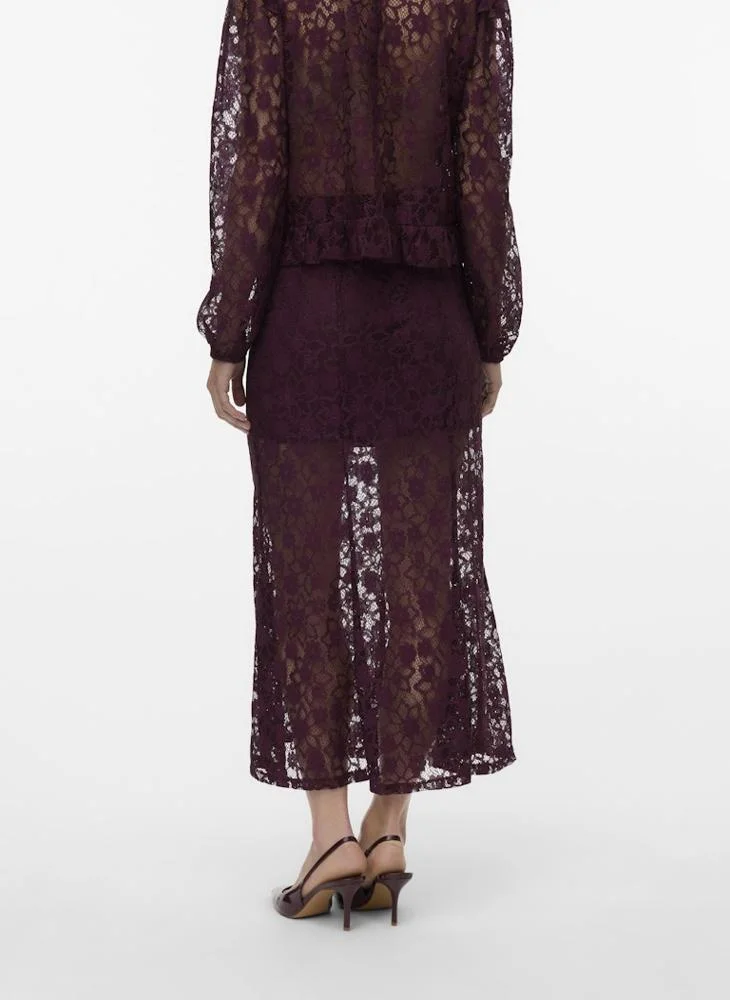VERO MODA Vmmeta Lace Detail High Waist Maxi Skirt