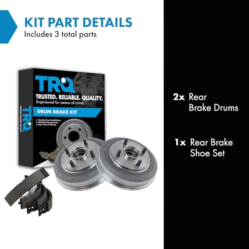 TRQ Rear Brake Shoe & Drum Kit Compatible with 2000-2008 Ford Focus - Image 2
