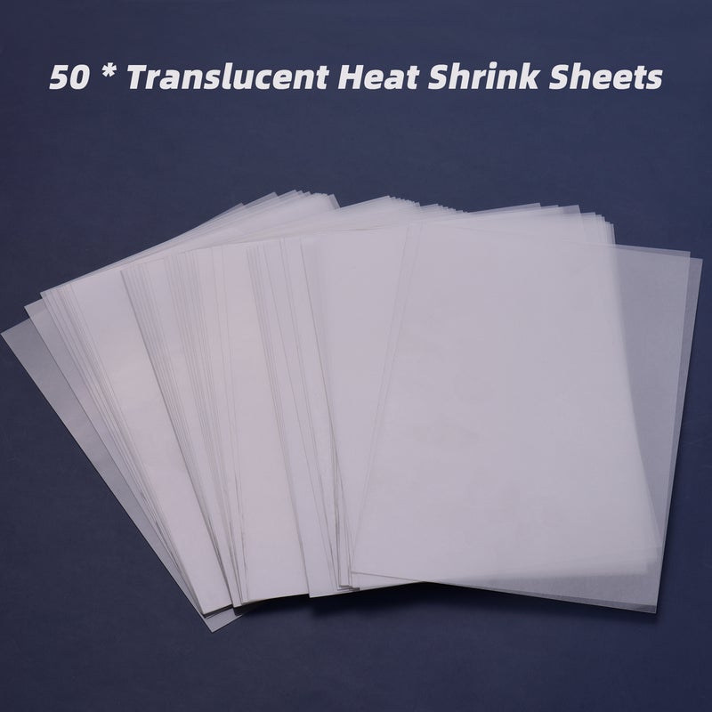50 Sheets Shrink Films Kit Shrinky Art Film Paper Heat-Shrink Sheets for DIY Craft Ornaments Pendants Earrings Keychains Accessories, 7.9 * 5.7 Inches - Image 3