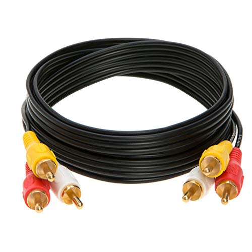 WireZee 3RCA Video/Stereo Audio Cable, Composite Wire Cord DVD HDTV 6ft, 12ft, 15ft, 25ft (12FT) - Image 1