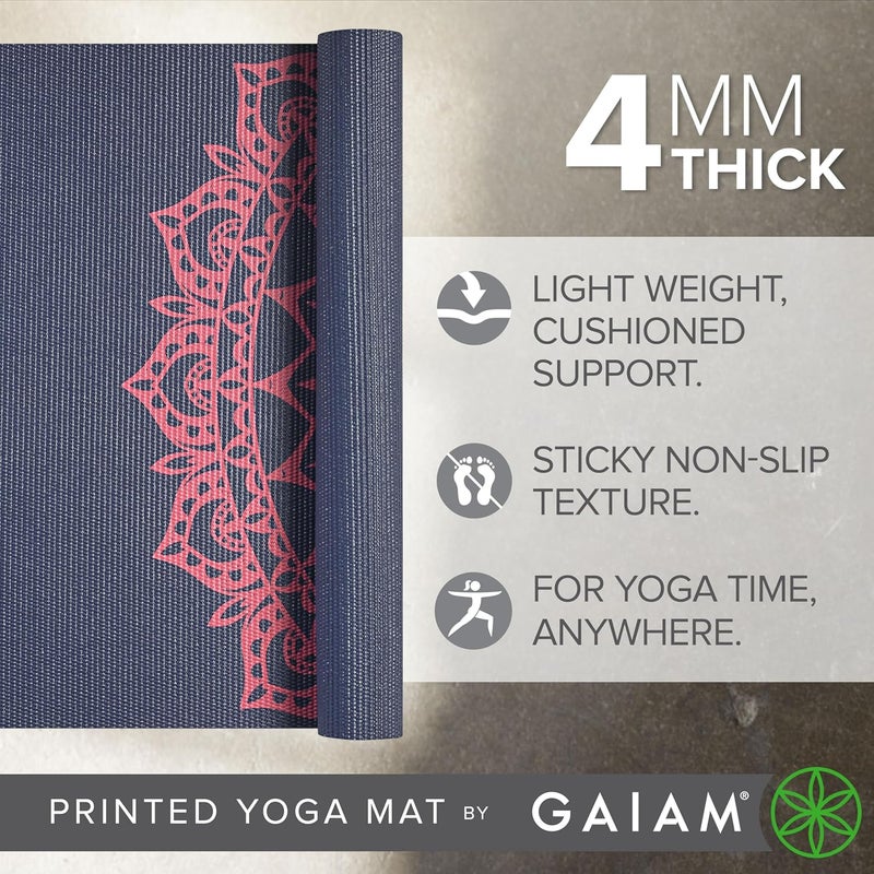 Gaiam Print Yoga Mat, Non Slip Exercise & Fitness Mat for All Types of Yoga, Pilates & Floor Exercises - Image 4
