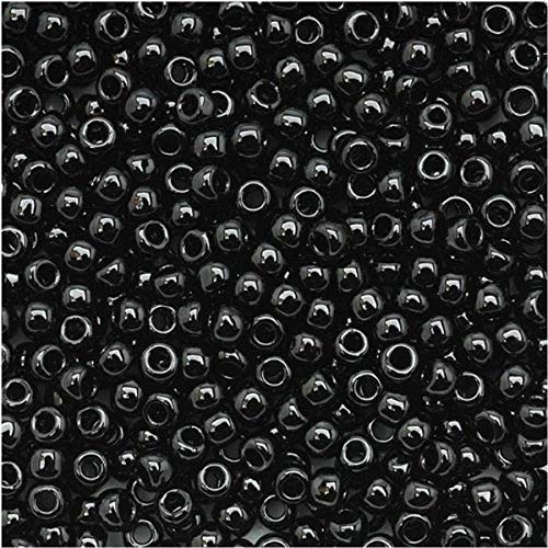 Toho Round Seed Beads 11/0#49 'Opaque Jet' 8 Gram Tube - Image 1