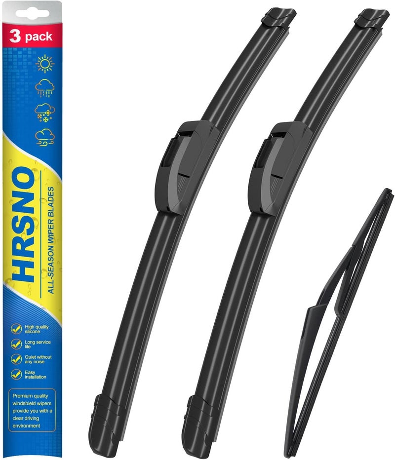HRSNO مجموعة مساحات الزجاج الأمامي 19"+18" مع شفرة مساحة خلفية 10" بديل للسيارات ميني كوبر R56 2007-2012، سهلة التركيب (عبوة من 3 قطع) - Image 1