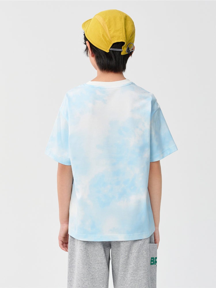 Balabala Boys' Short Sleeve T-Shirt - Full Tie-Dye Pattern With Front Print, Crew Neck - Image 3