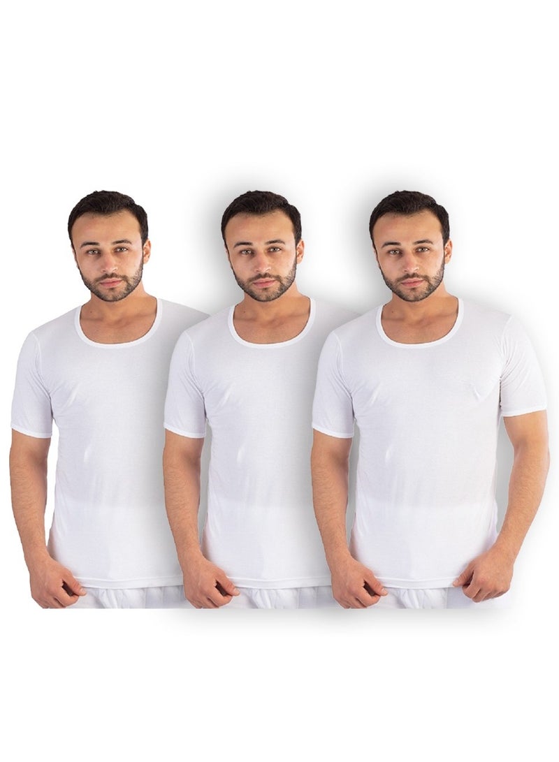 جت فنالة نصف كم للرجال - راحة وأناقة كلاسيكية - أبيض 