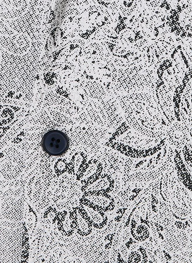 Iconic Iconic Regular Fit Collared Popcorn Print Short Sleeves Shirt