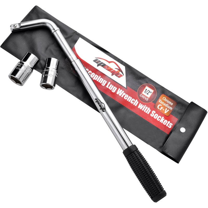 EPAuto Telescoping Lug Wrench, Wheel Wrench with CR-V Sockets (17/19, 21/22mm) - Image 1